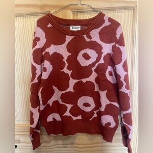 & MERCI Floral brown neutral sweater pullover soft woman’s Large MOD